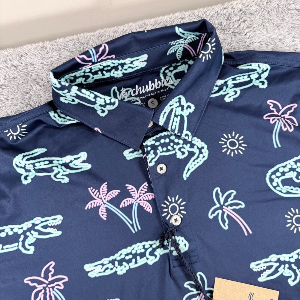NWT Chubbies Men's The Neon Glad‎ Performance Golf Polo Size Small